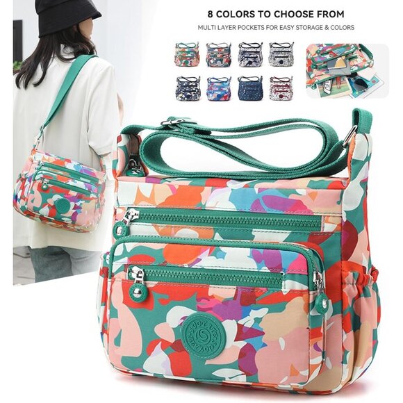 Crossbody Bag Womens Nylon Waterproof Multi-Pocket Casual Purse - Picture 6 of 6